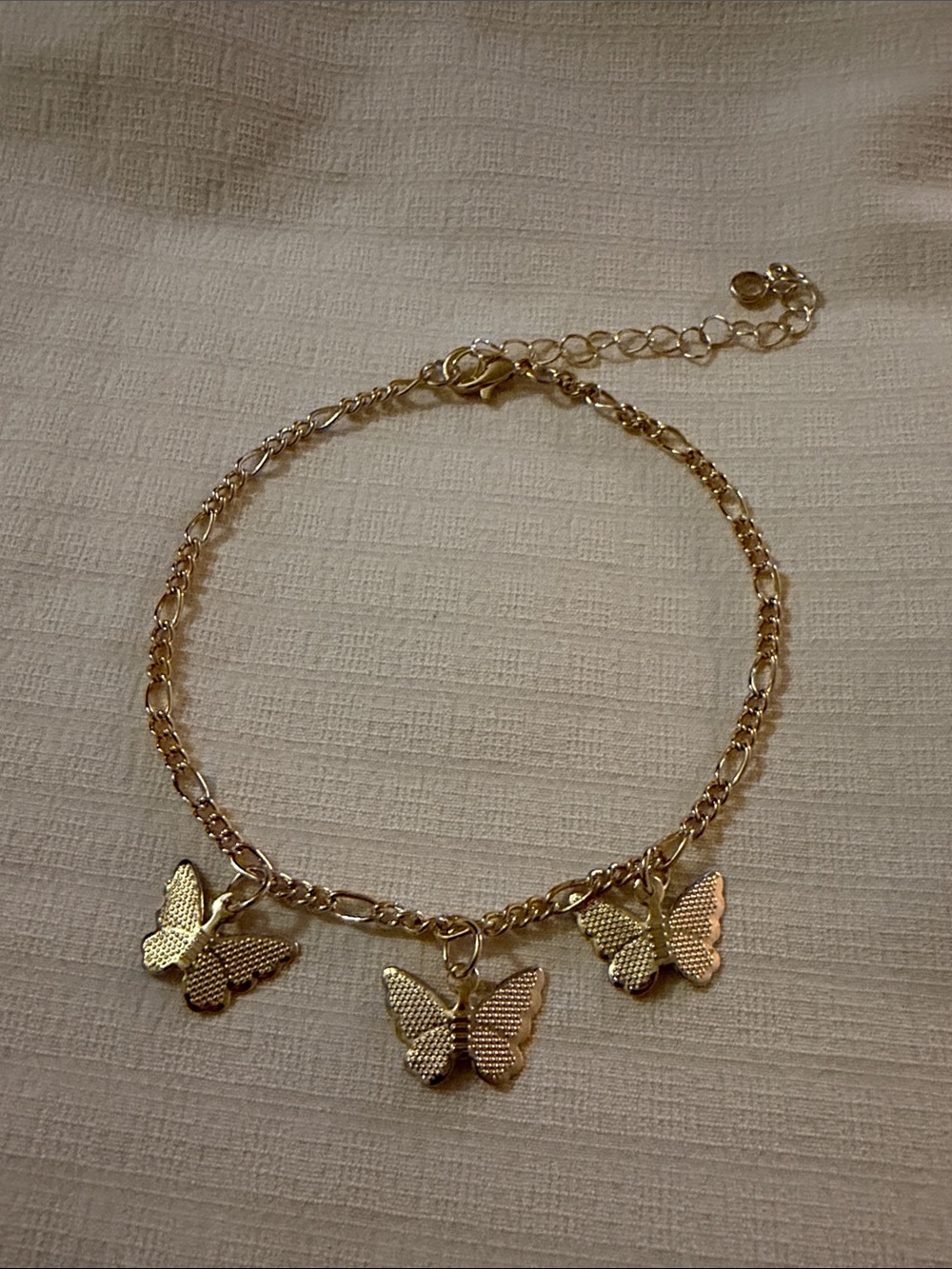 Gold Triple Butterfly Charm Anklet Ankle Bracelet